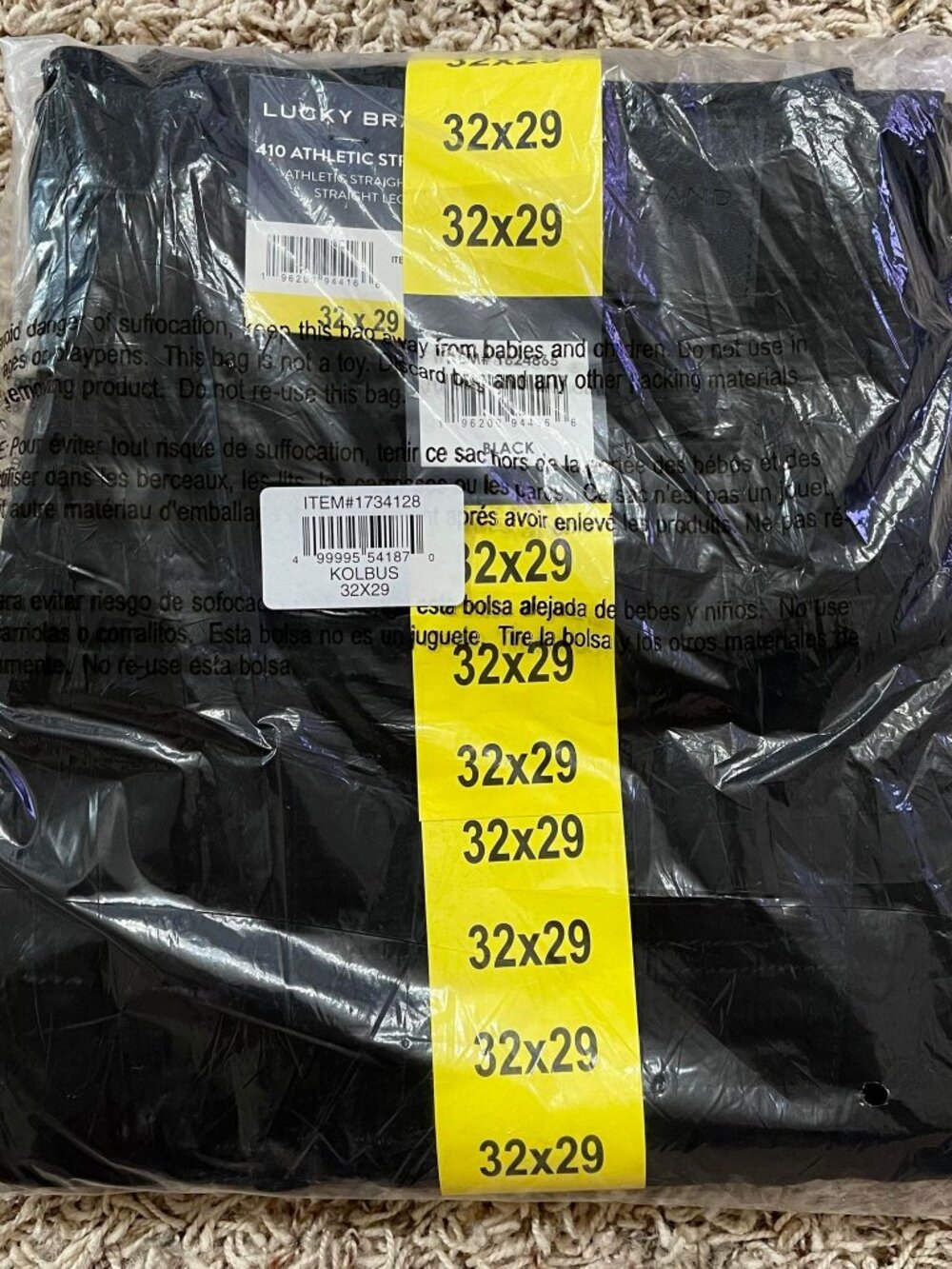 Lucky Brand Men’s 410 Athletic Straight Fit Jeans Black, Size 32x29 (New)
